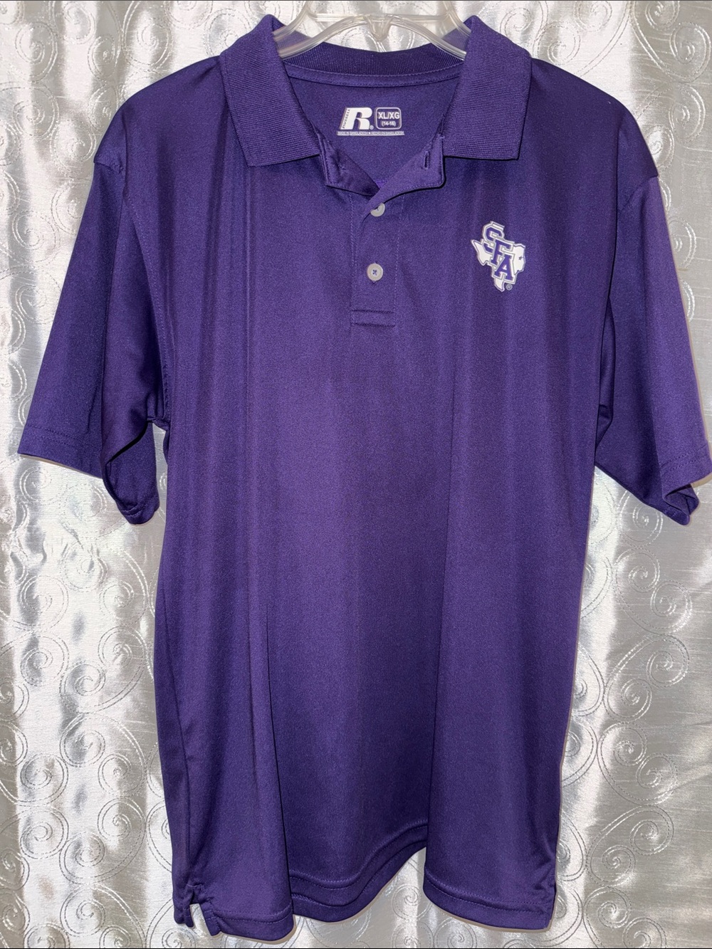 Russell Athletic SFA Stephen F Austin Purple Polo Shirt Youth Size XL 🔥 G15